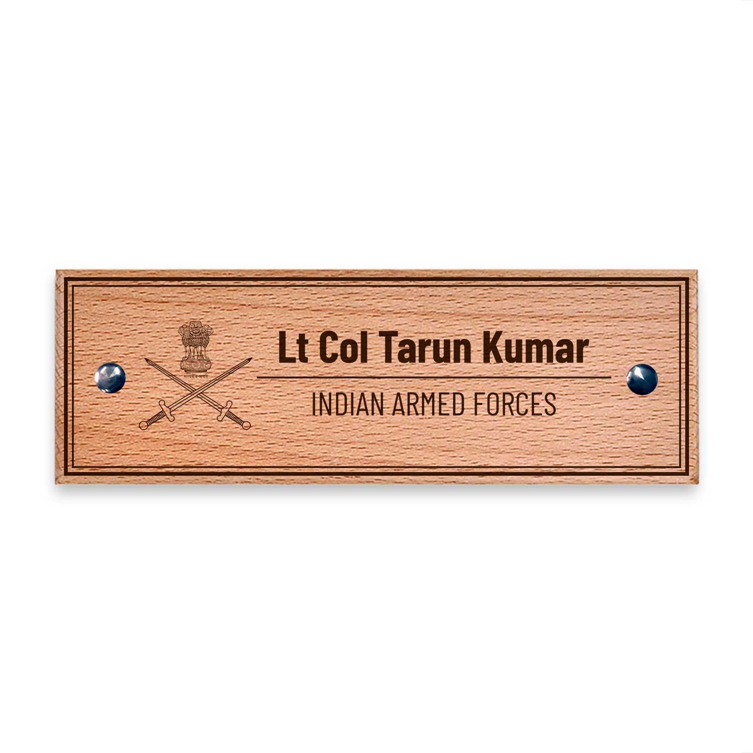 Wooden Name Plate for Indian Army - Housenama