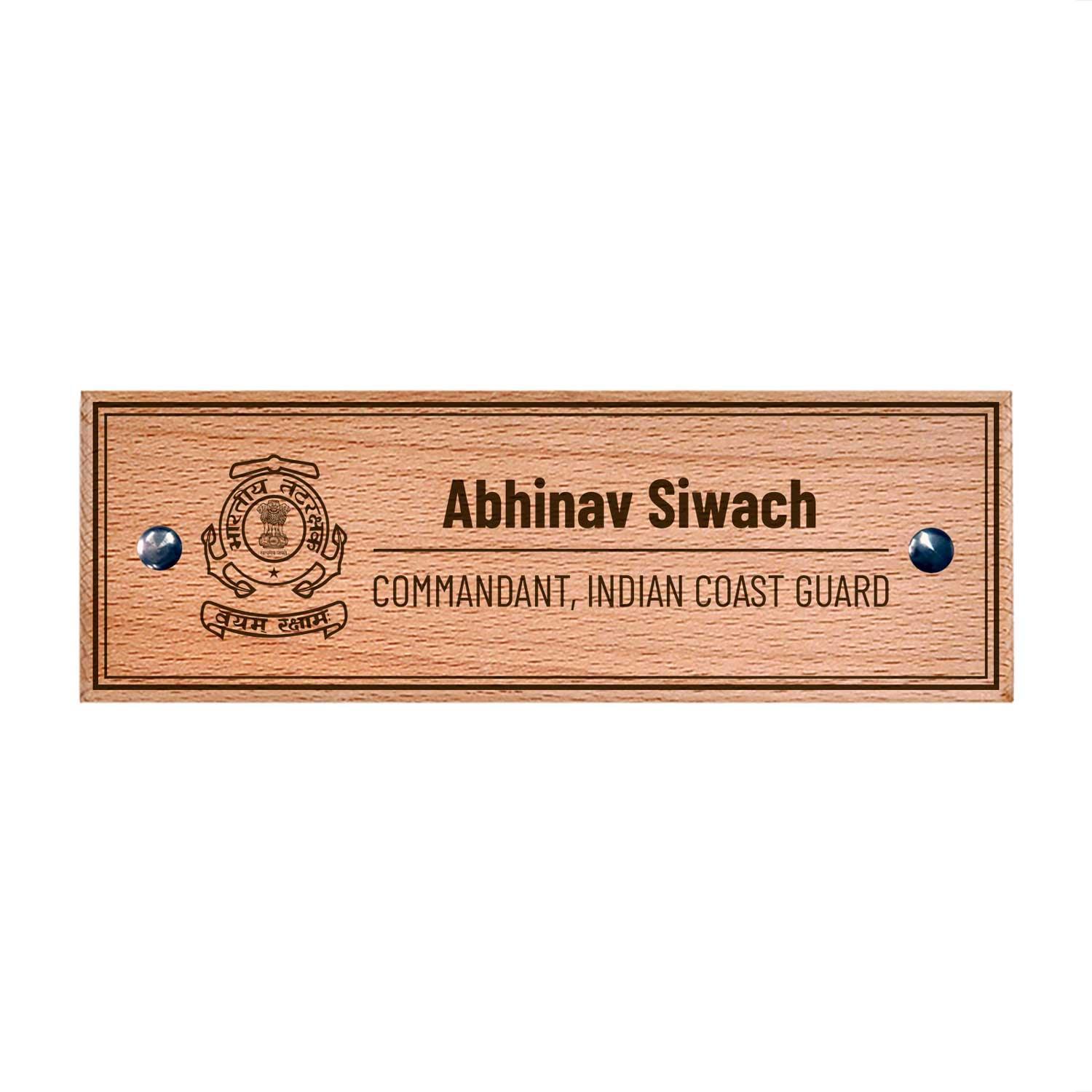 Wooden Name Plate - Indian Coast Guard - Housenama