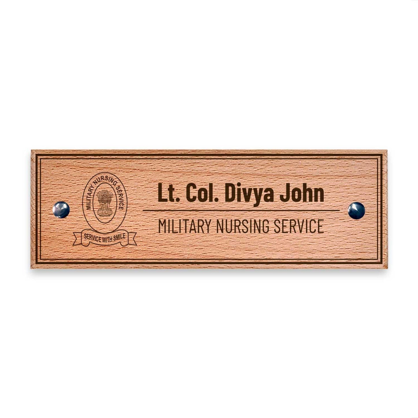 Wooden Name Plate - Military Nursing Services (MNS) - Housenama