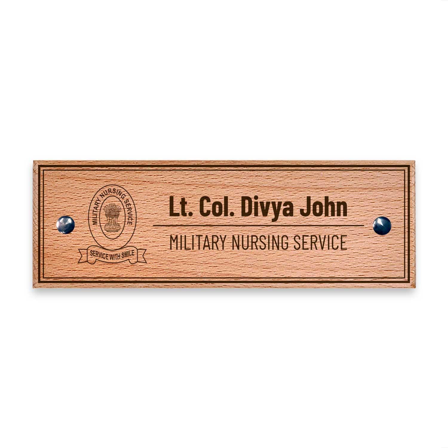 Wooden Name Plate - Military Nursing Services (MNS) - Housenama