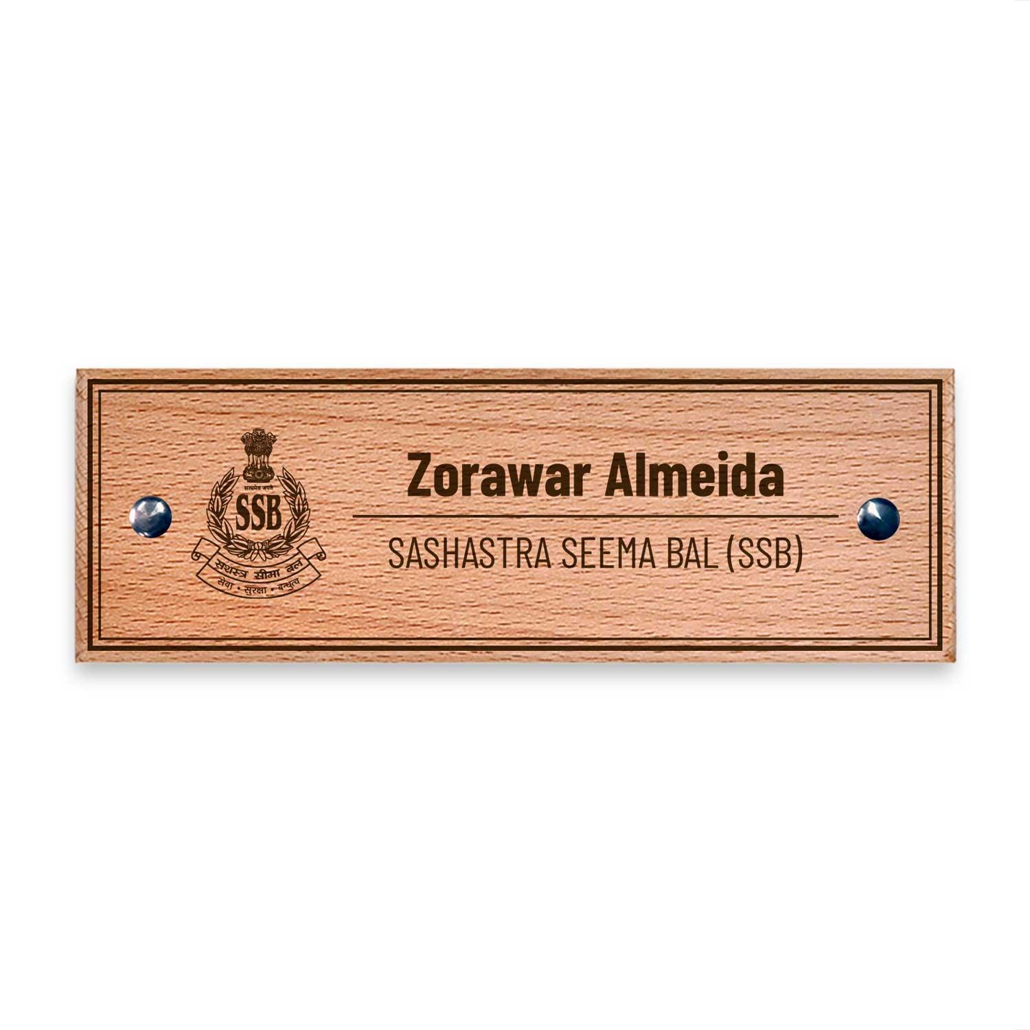 Wooden Name Plate - Sashastra Seema Bal (SSB) - Housenama