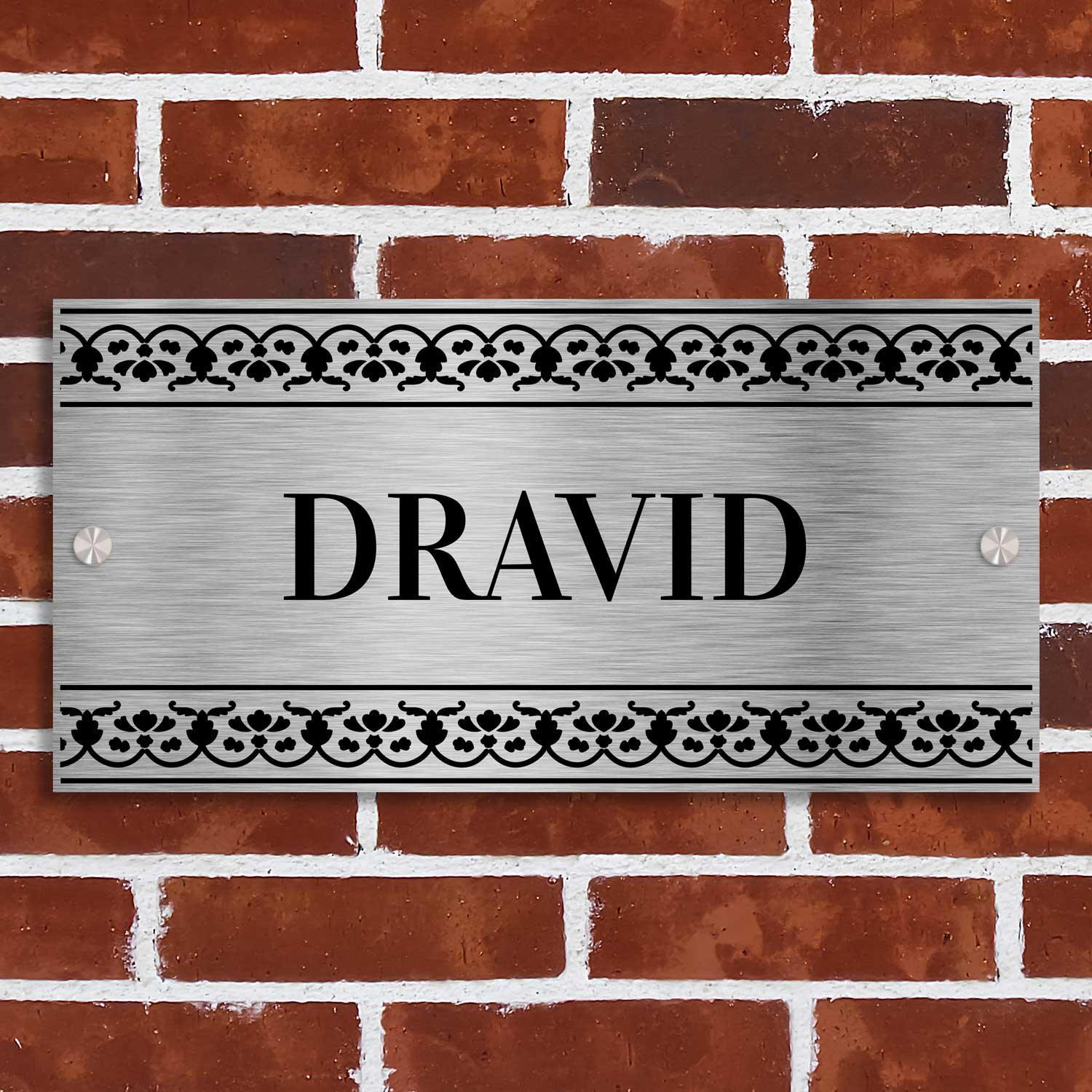 Abhimukhaah (Bidri) - Stainless Steel Name Plate - Housenama