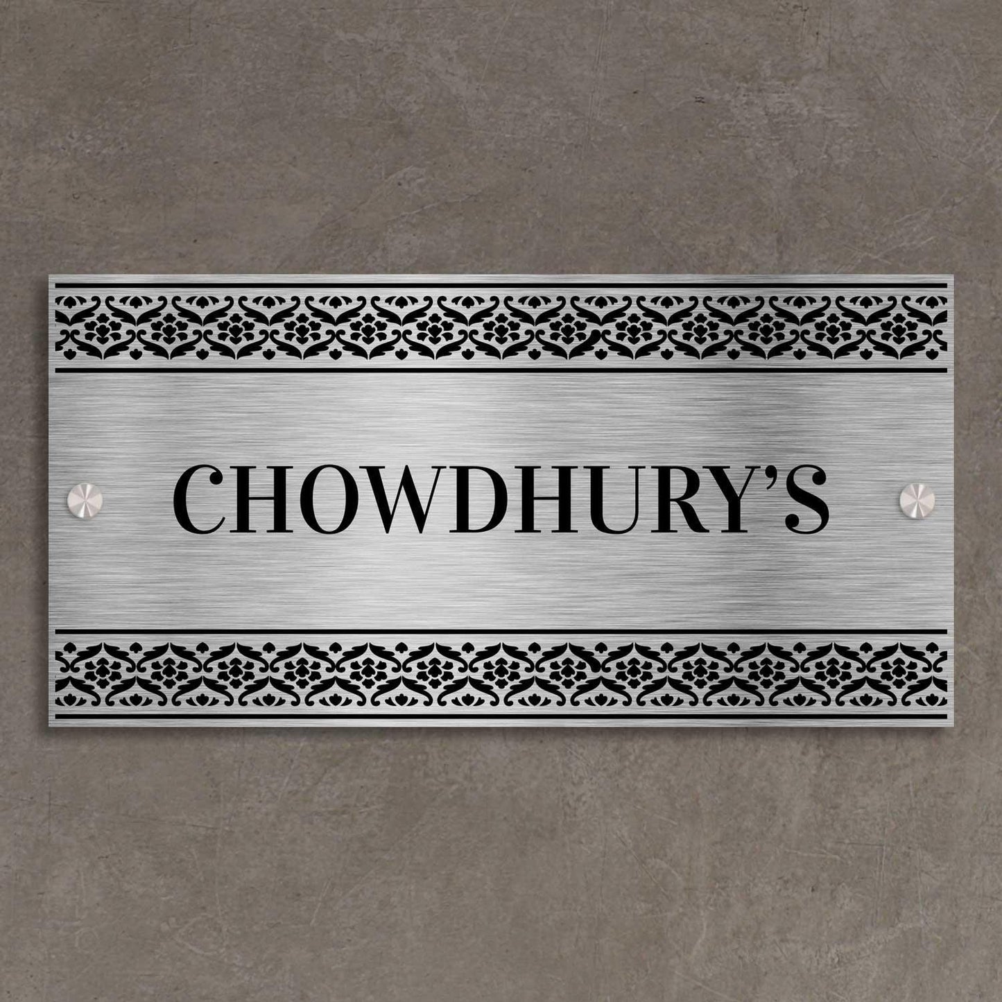 Abhiratah (Bidri) - Stainless Steel Name Plate - Housenama