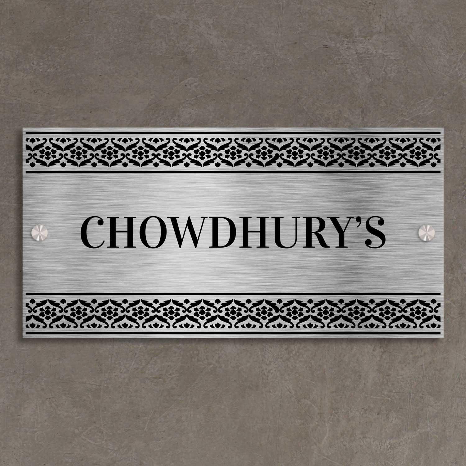 Abhiratah (Bidri) - Stainless Steel Name Plate - Housenama