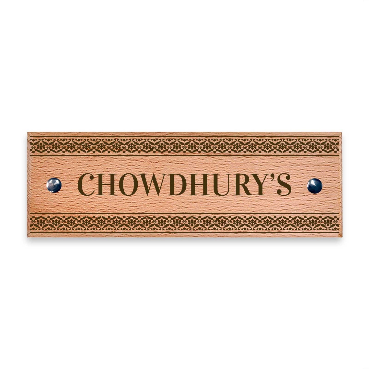 Abhiratah (Bidri) - Wooden Name Plate - Housenama