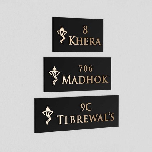 Bellissimo Brass Name Plate (Two Lines) - Ganesha - Housenama