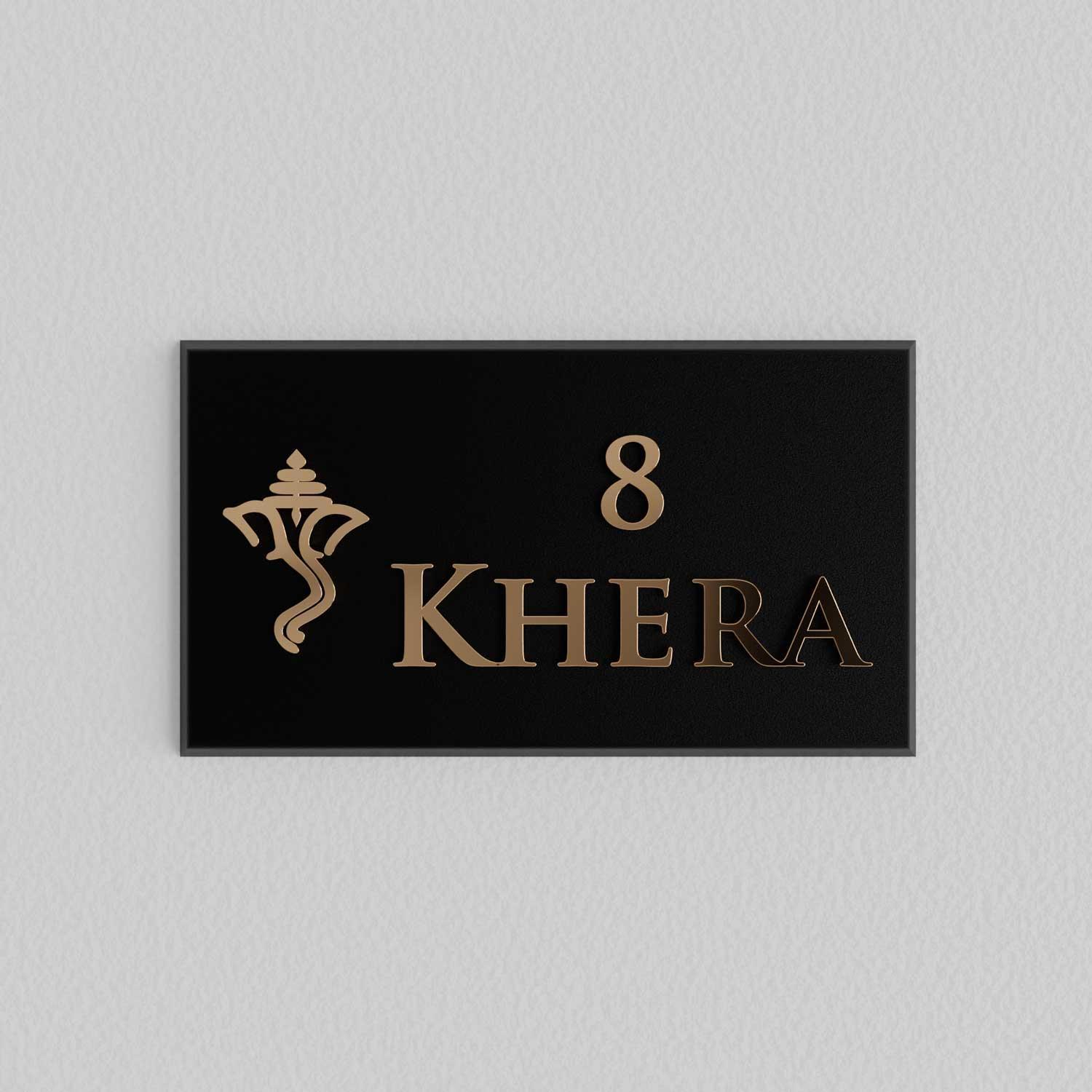 Bellissimo Brass Name Plate (Two Lines) - Ganesha - Housenama