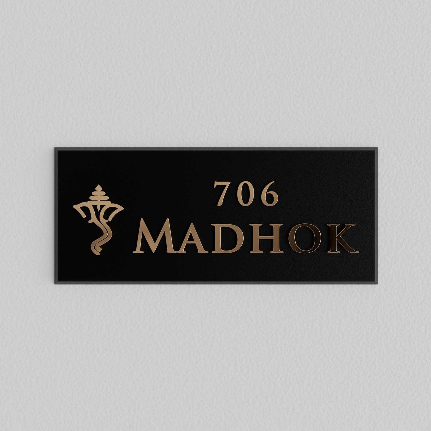 Bellissimo Brass Name Plate (Two Lines) - Ganesha - Housenama
