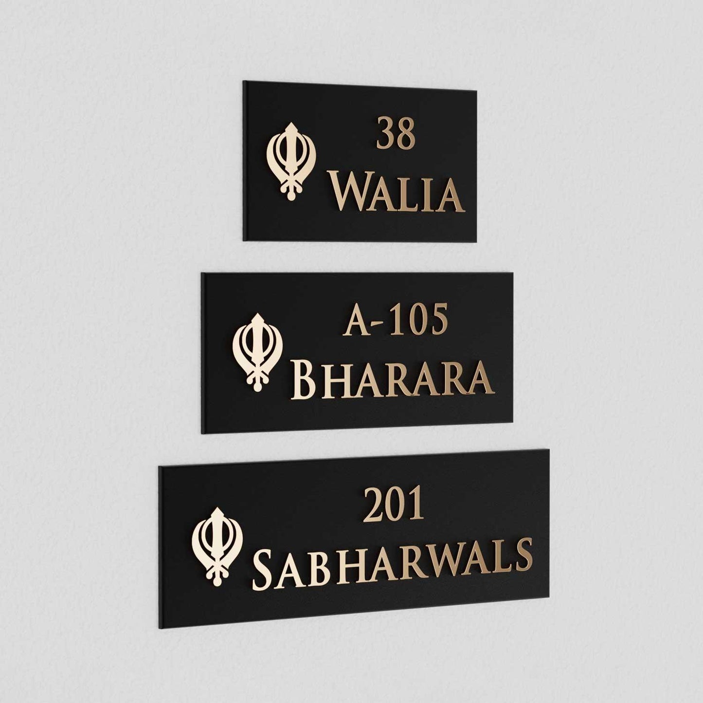Bellissimo Brass Name Plate (Two Lines) - Khanda - Housenama