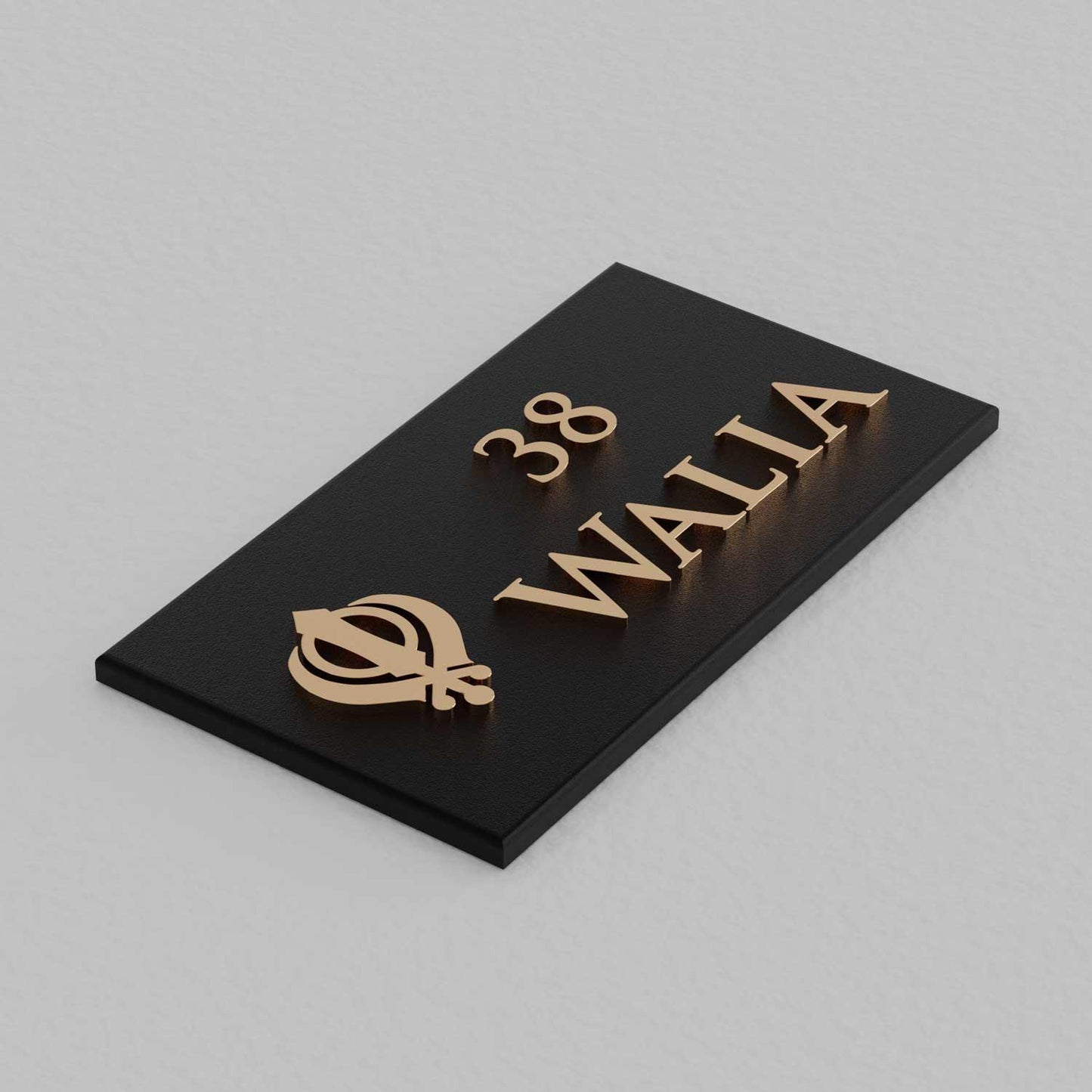 Bellissimo Brass Name Plate (Two Lines) - Khanda - Housenama