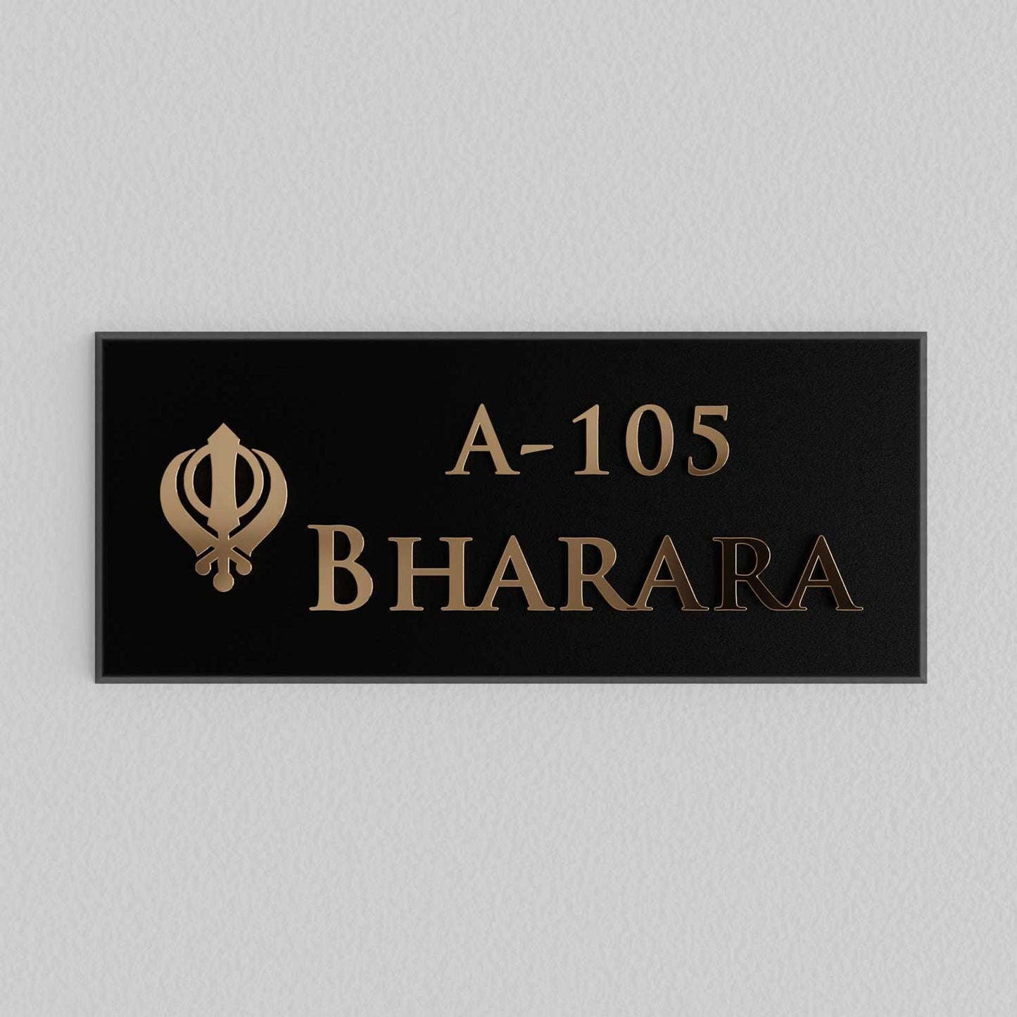 Bellissimo Brass Name Plate (Two Lines) - Khanda - Housenama