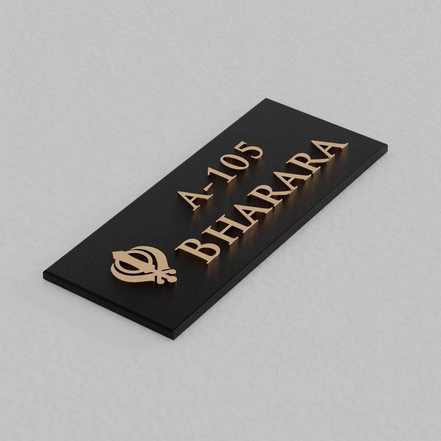 Bellissimo Brass Name Plate (Two Lines) - Khanda - Housenama