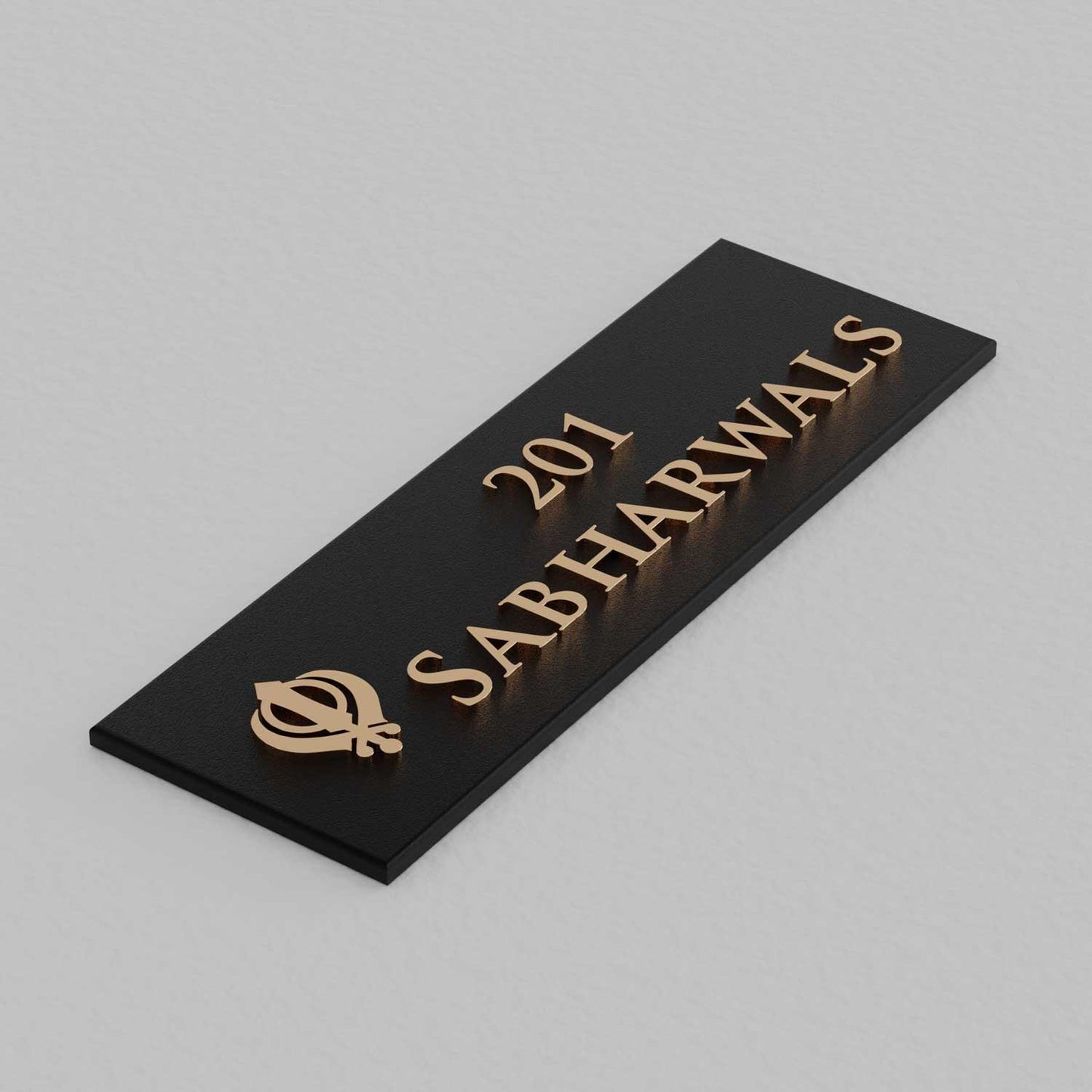 Bellissimo Brass Name Plate (Two Lines) - Khanda - Housenama