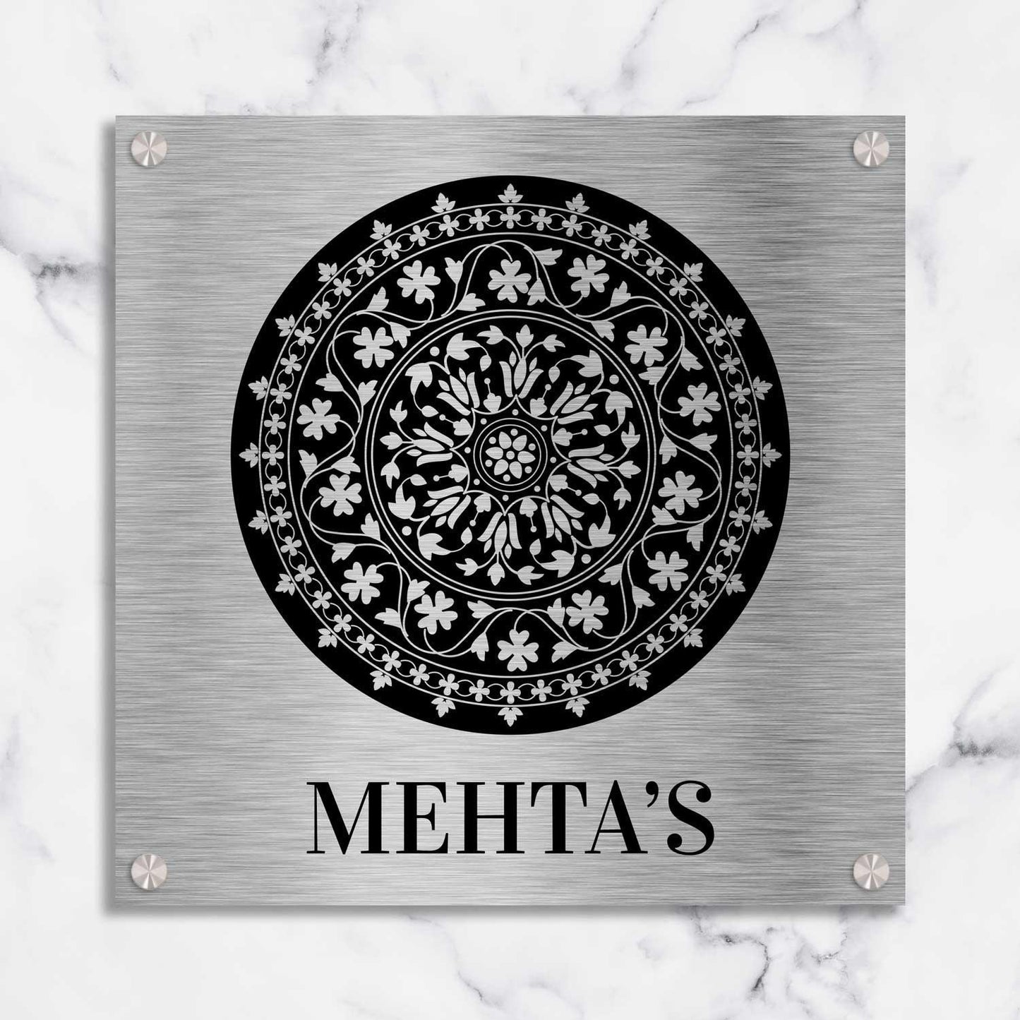 Chakrasheela (Bidri) - Stainless Steel Name Plate - Housenama