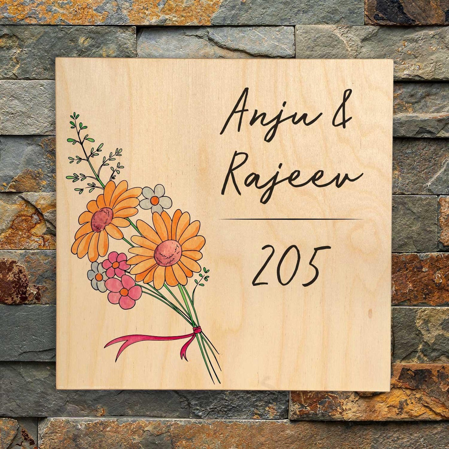 Daisy Bunch - Wooden Name Plate - Housenama