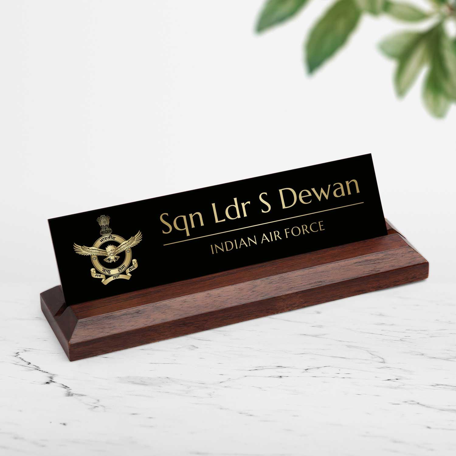 Excelus Office Desk Name Plate - Indian Air Force - Housenama