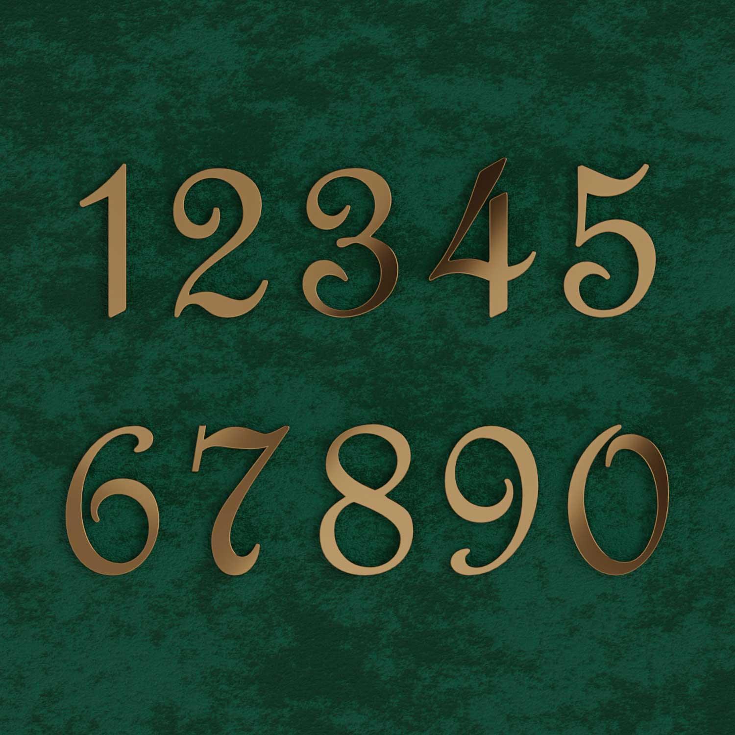 French - Decorative Brass Door Numbers - Housenama