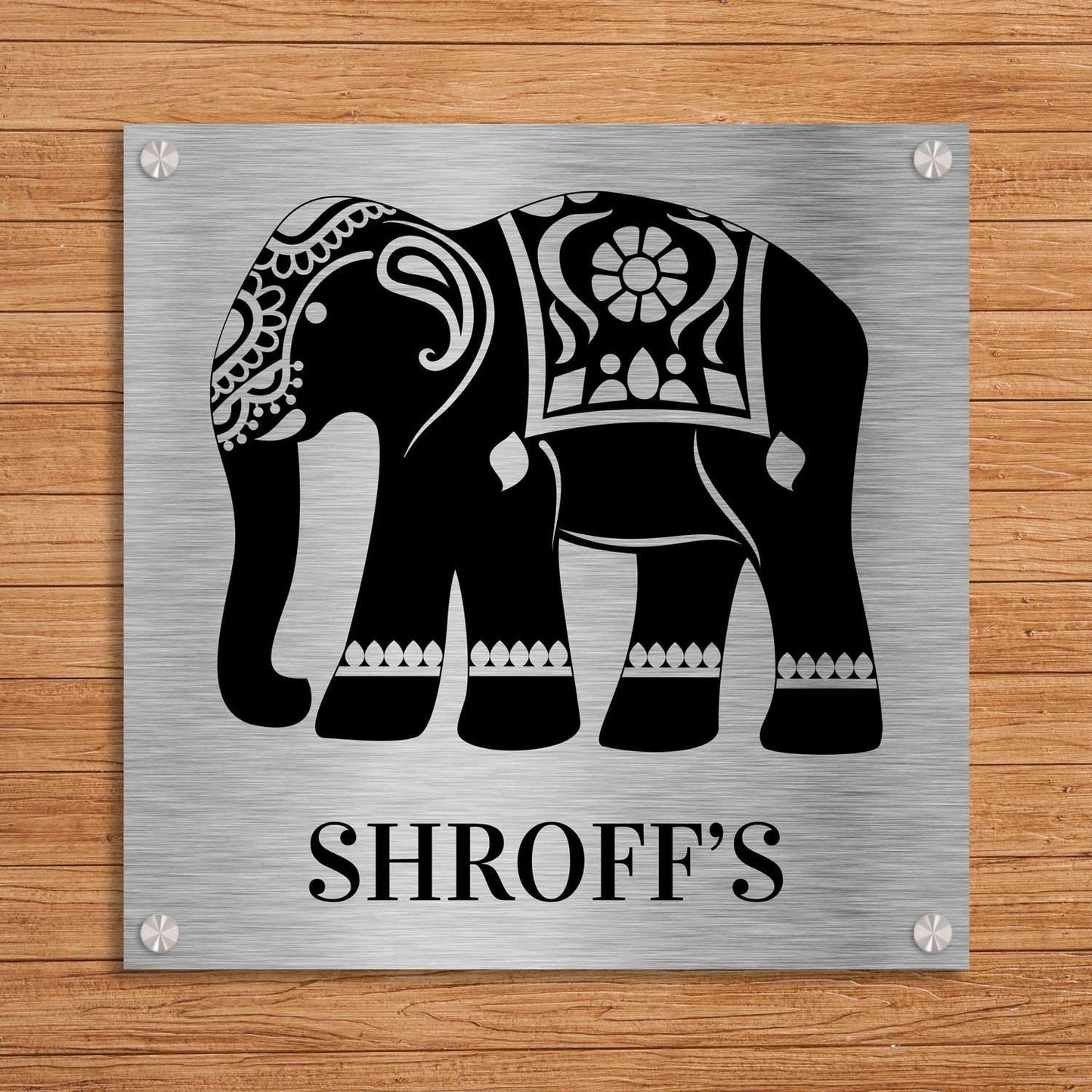 Gaja (Bidri) - Stainless Steel Name Plate - Housenama