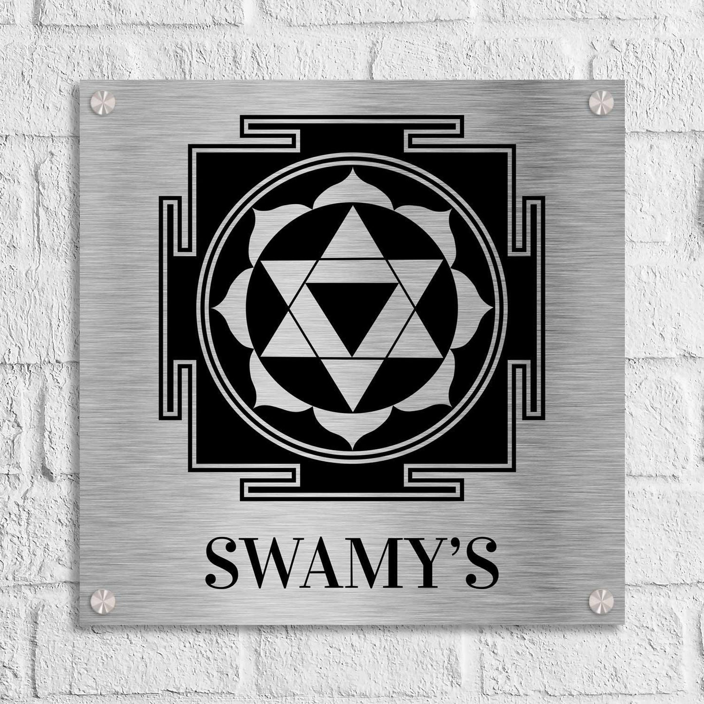 Ganesh Yantra - Stainless Steel Name Plate - Housenama
