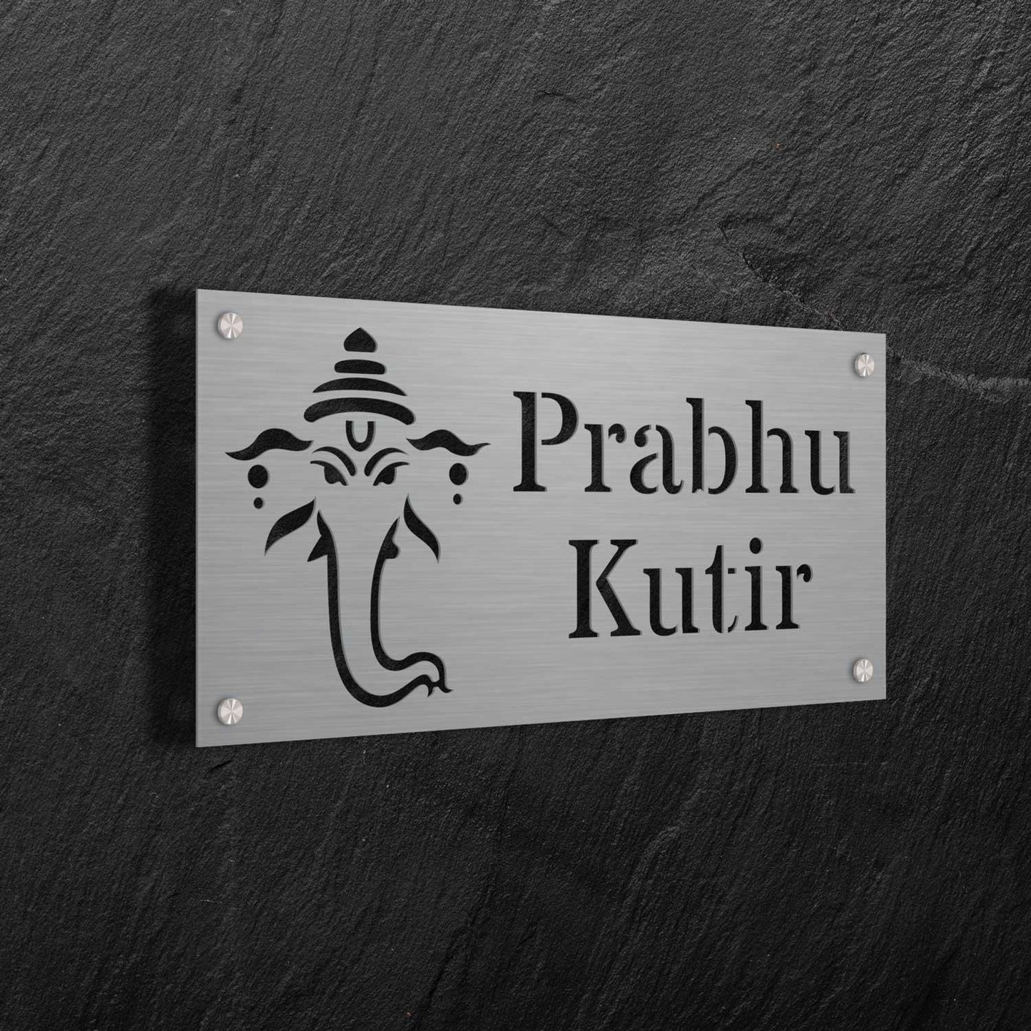 Ganesha Blessings - Stainless Steel Name Plate - Housenama