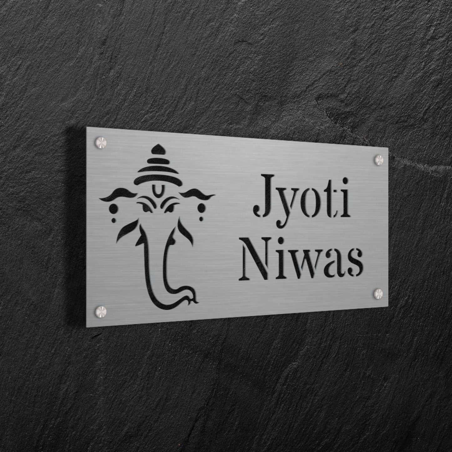 Ganesha Blessings - Stainless Steel Name Plate - Housenama