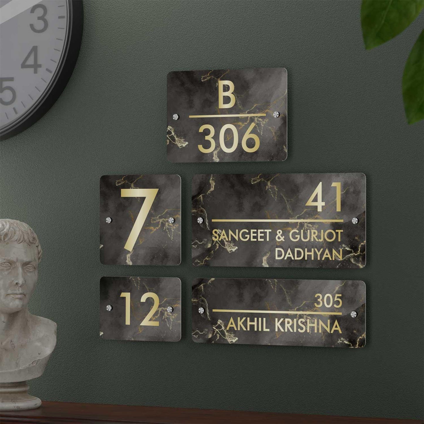 Golden Portoro - Contemporary House Number/Name Sign - Housenama