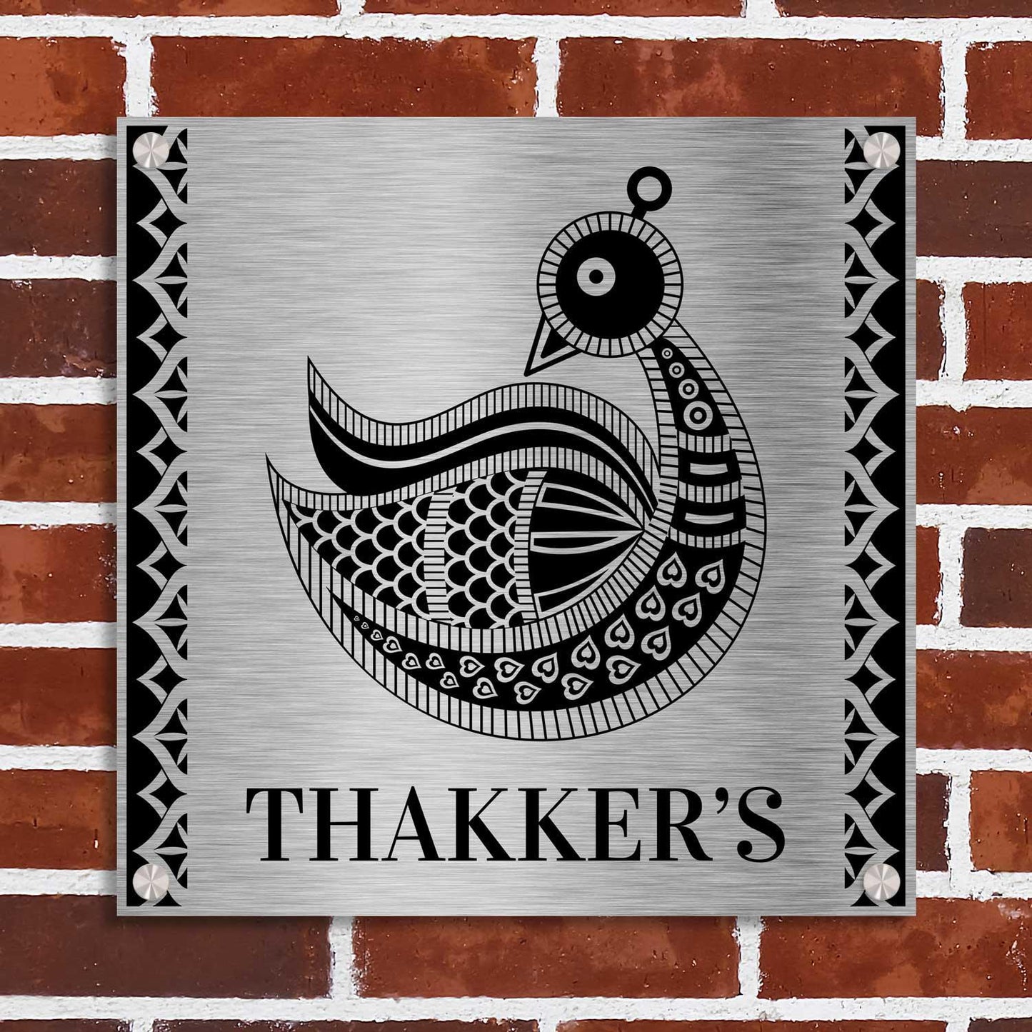 Hansika (Madhubani) - Stainless Steel Name Plate - Housenama
