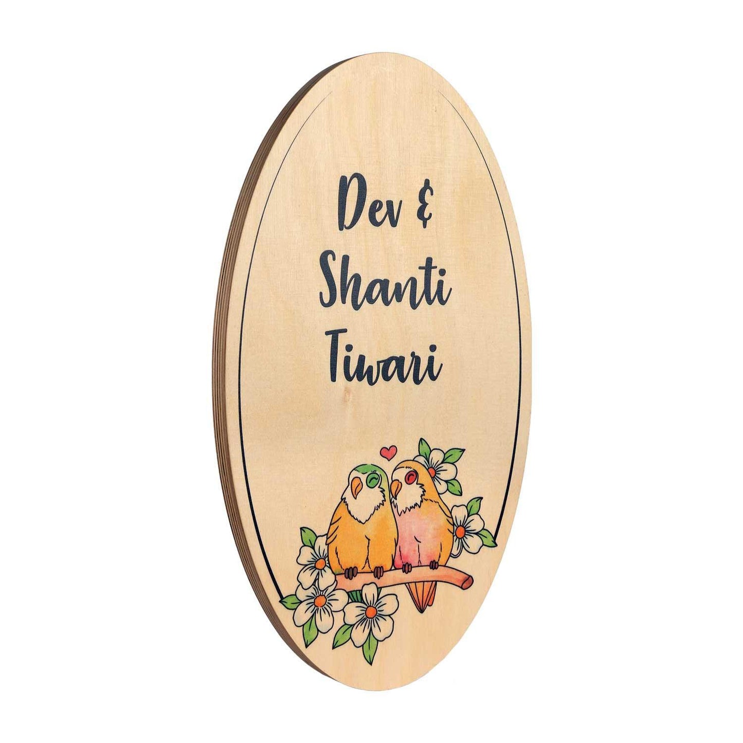 Happy Perch - Wooden Name Plate - Housenama