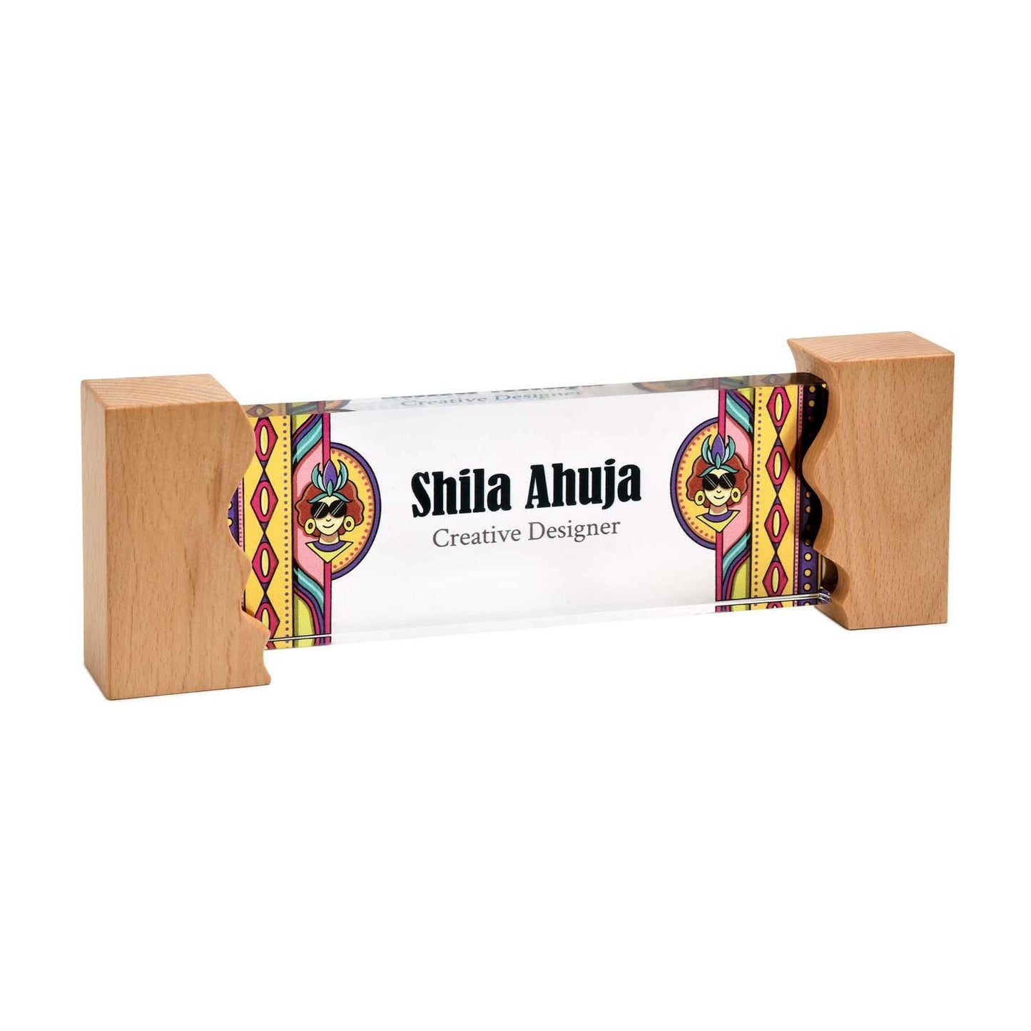 Hippie at Work Desk Name Plate with Wooden Stand - Housenama
