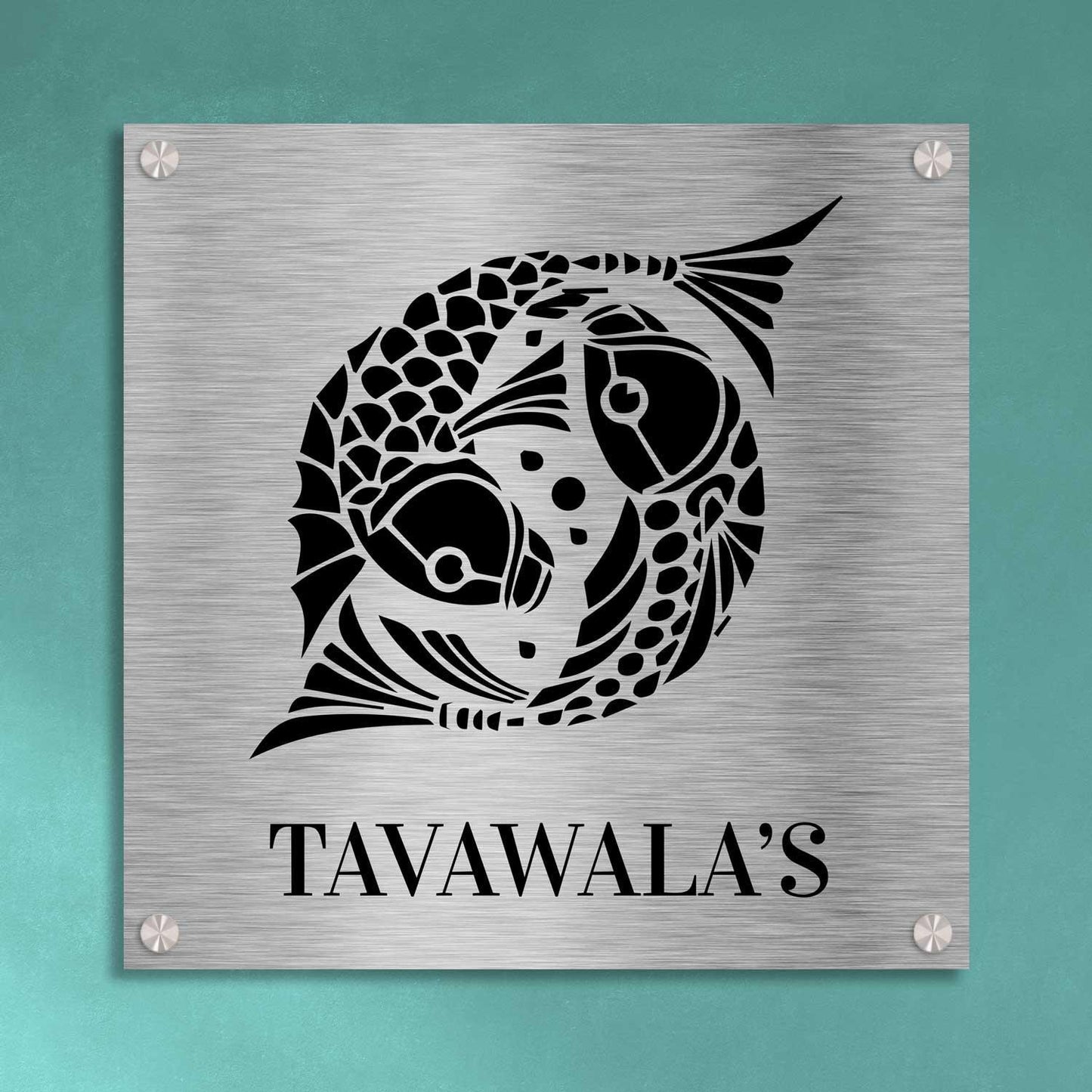 Jaljan (Sanjhi Art) - Stainless Steel Name Plate - Housenama