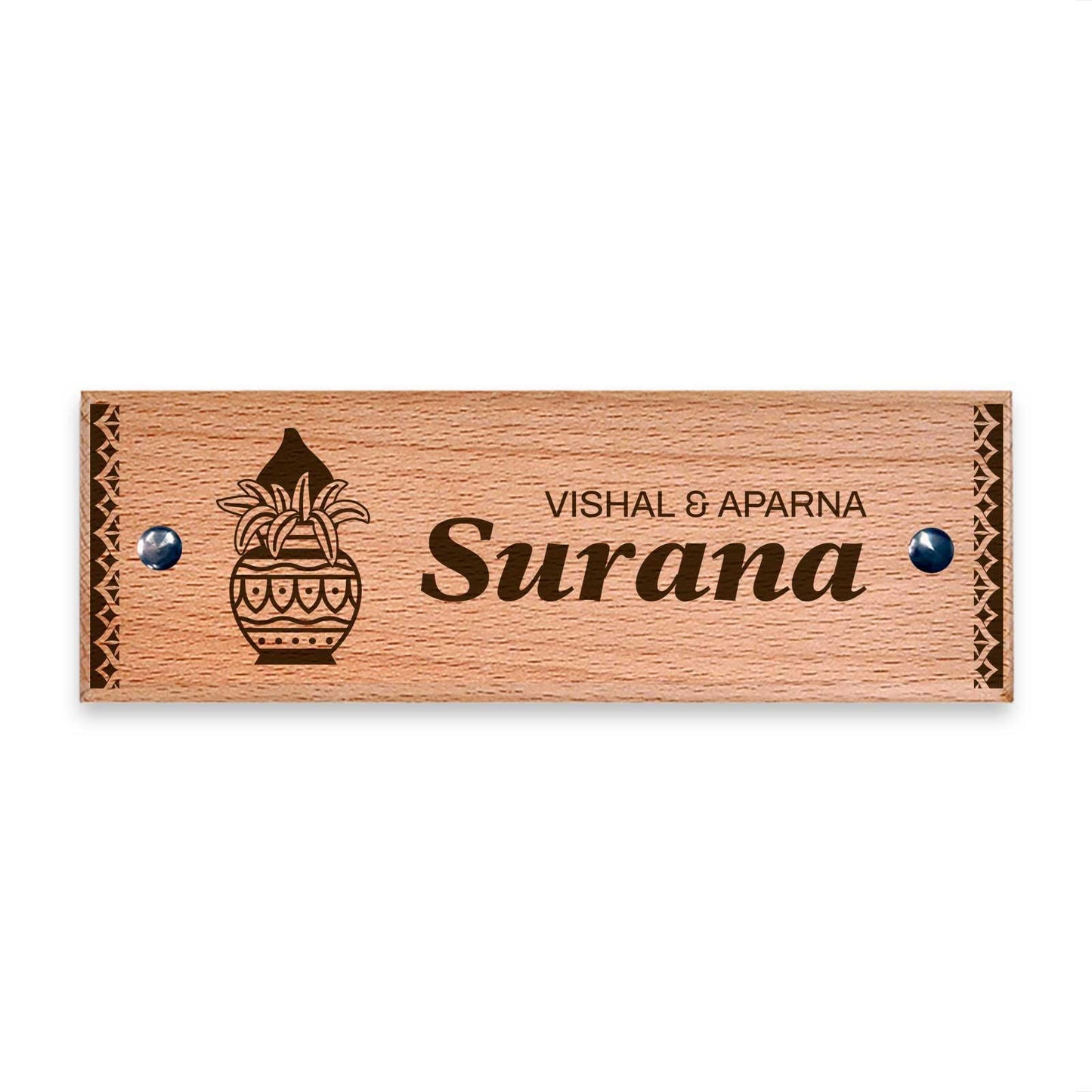 Kalash - Wooden Name Plate - Housenama
