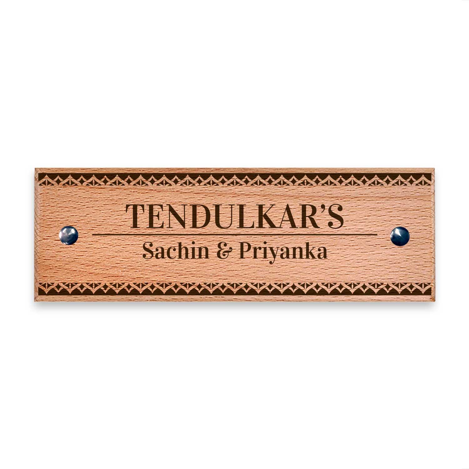 Kinara (Madhubani) - Wooden Name Plate - Housenama