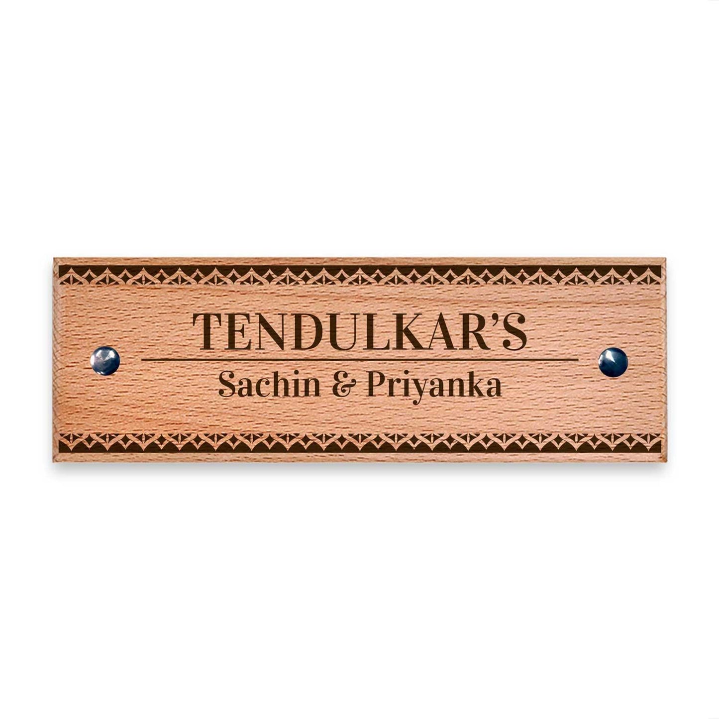 Kinara (Madhubani) - Wooden Name Plate - Housenama