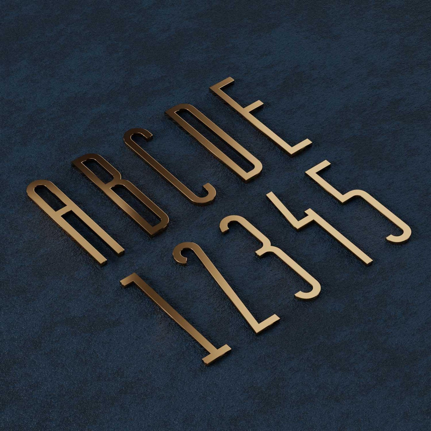 Komoda - Modern Brass Door Numbers & Letters - Housenama