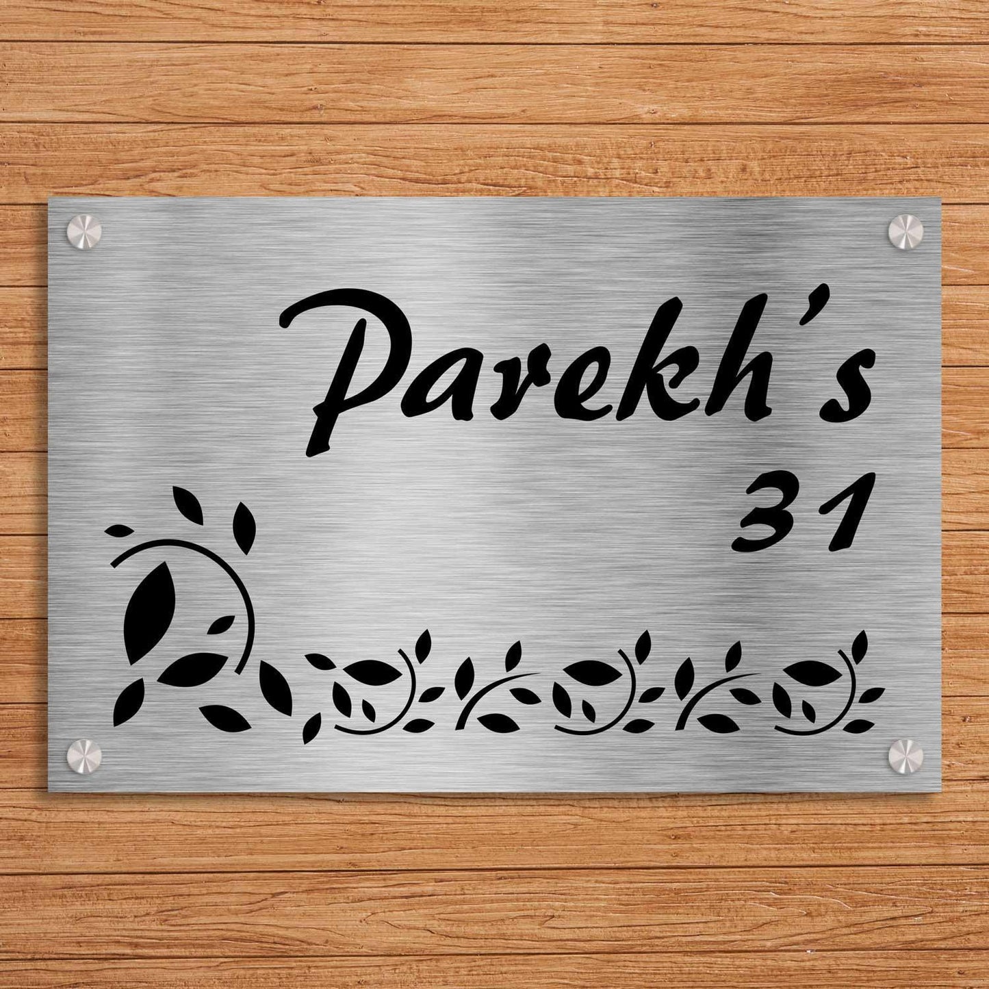 Leafy Paradise - Stainless Steel Name Plate - Housenama