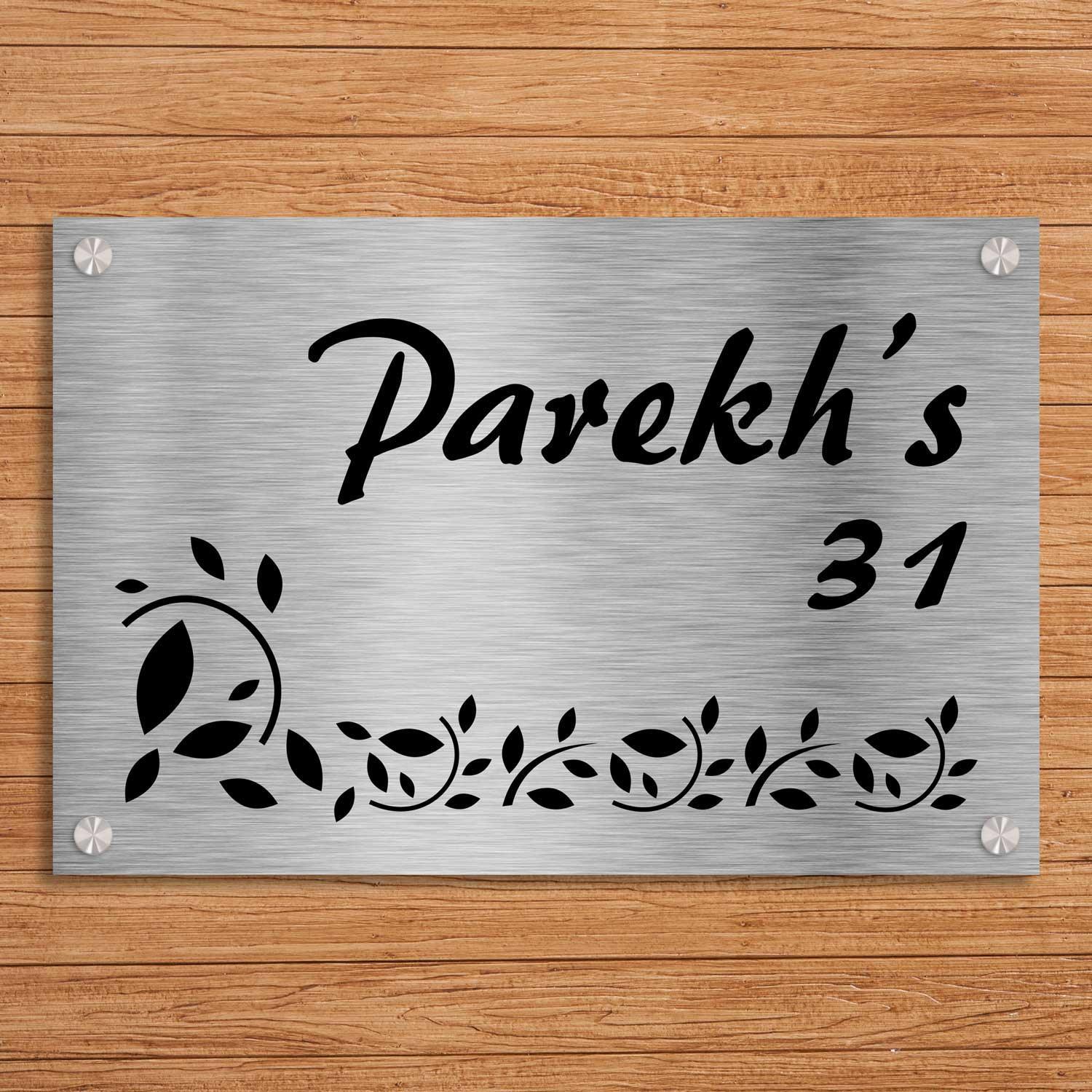 Leafy Paradise - Stainless Steel Name Plate - Housenama