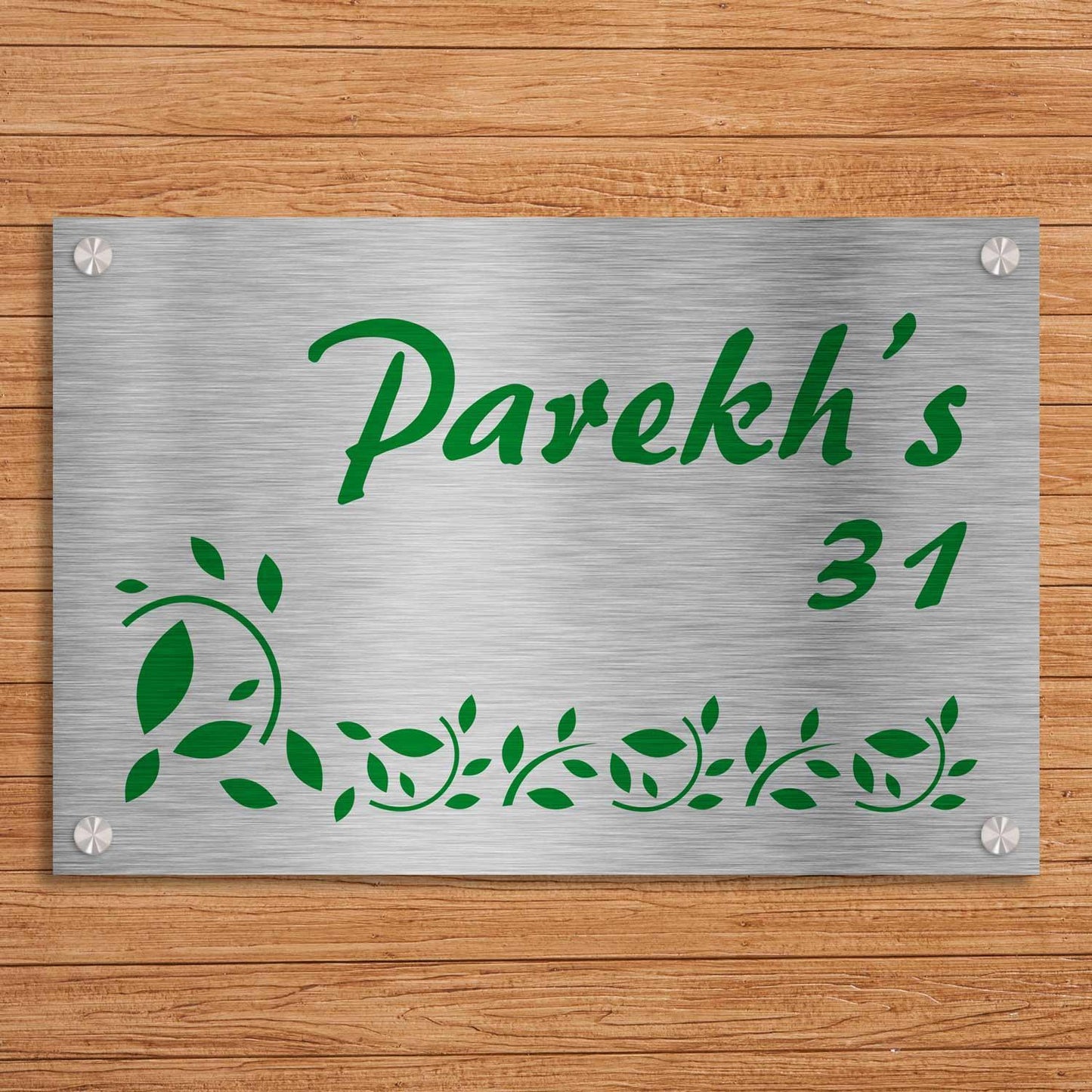 Leafy Paradise - Stainless Steel Name Plate - Housenama