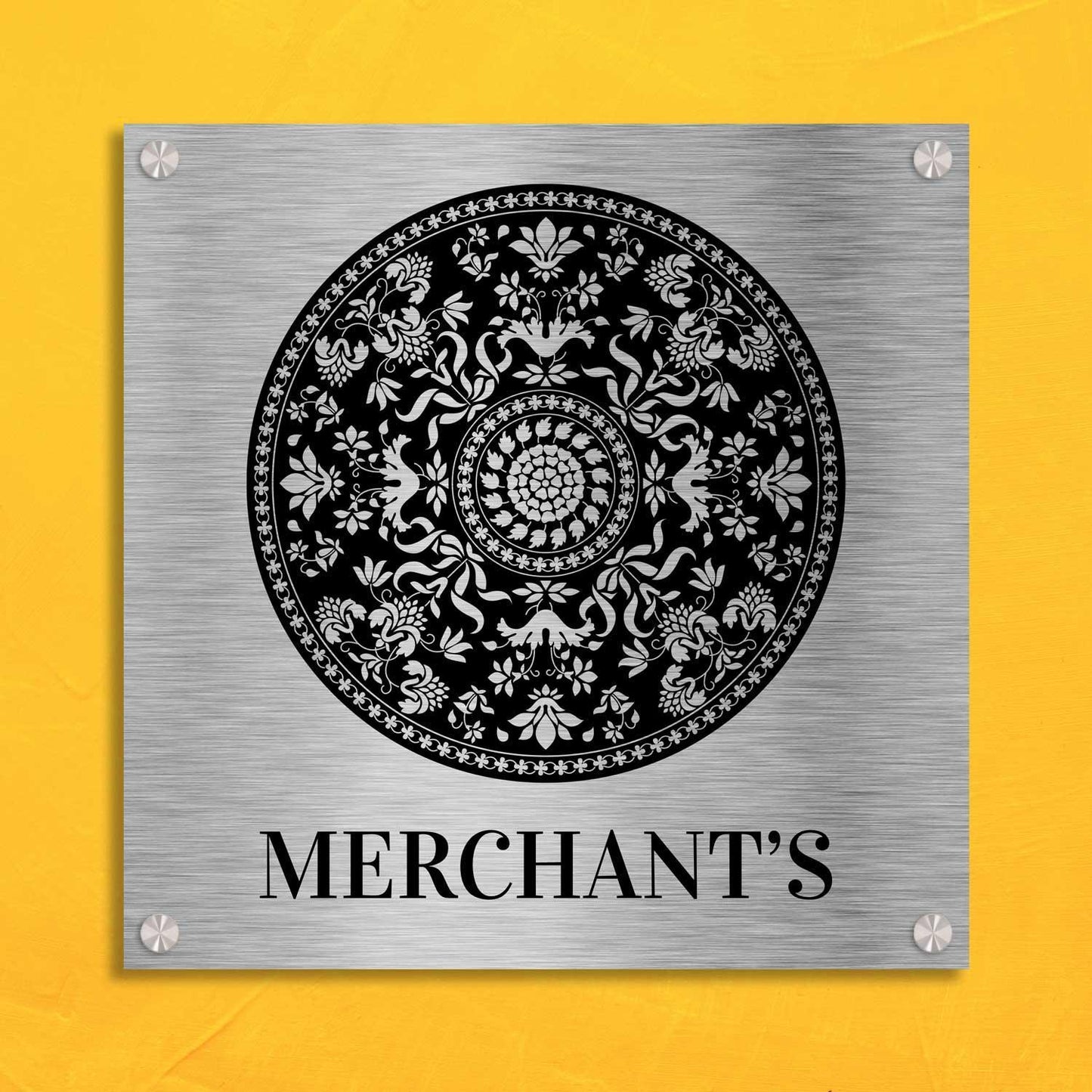 Mandala (Bidri) - Stainless Steel Name Plate - Housenama