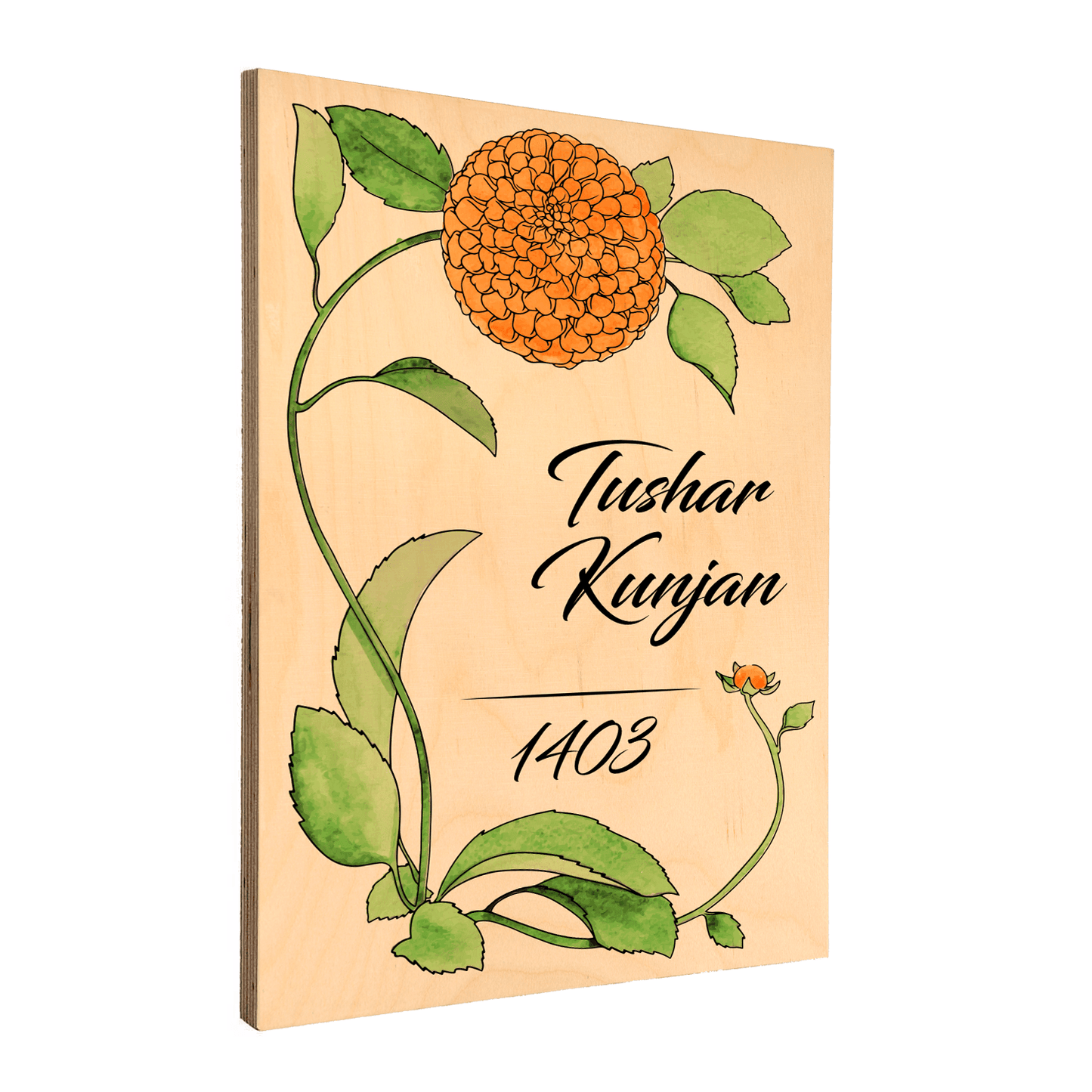 Marigold Vine - Wooden Name Plate - Housenama