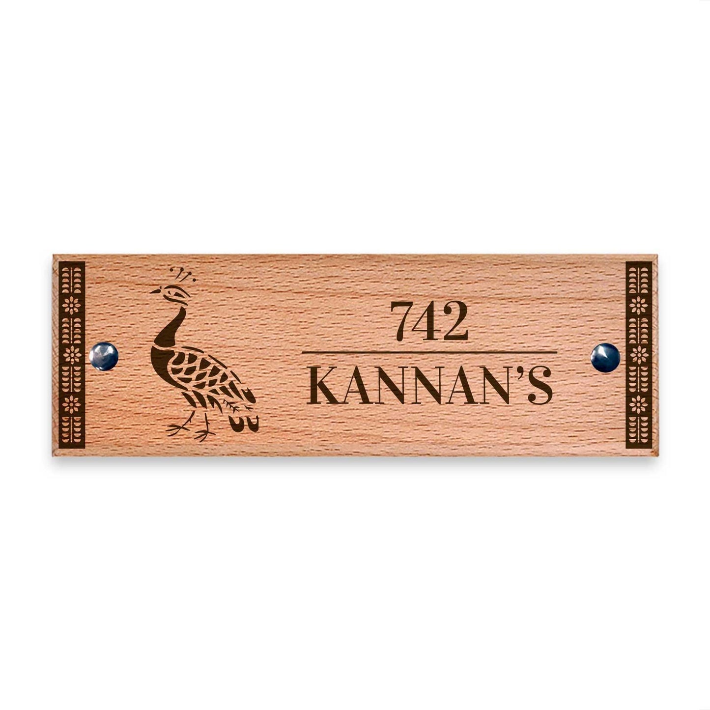 Mayuri (Sanjhi Art) - Wooden Name Plate - Housenama