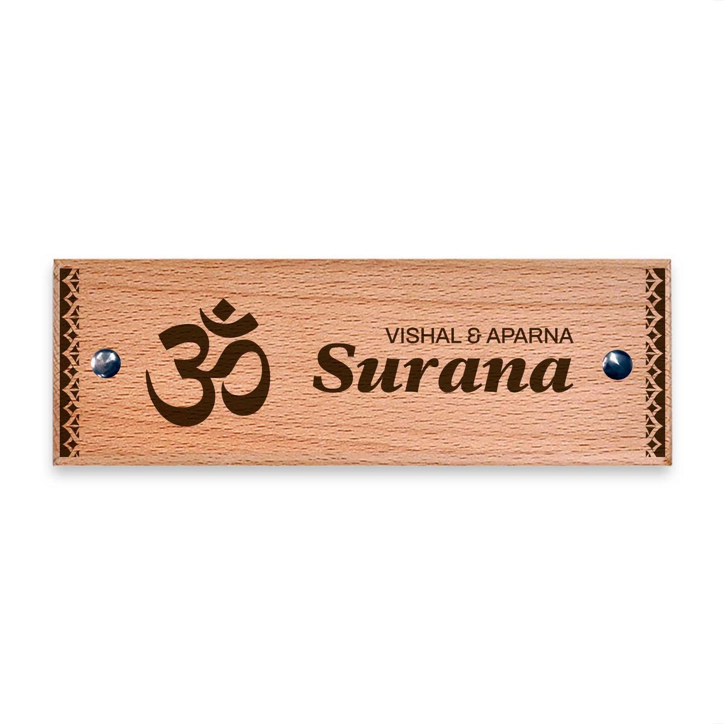 Om - Wooden Name Plate - Housenama