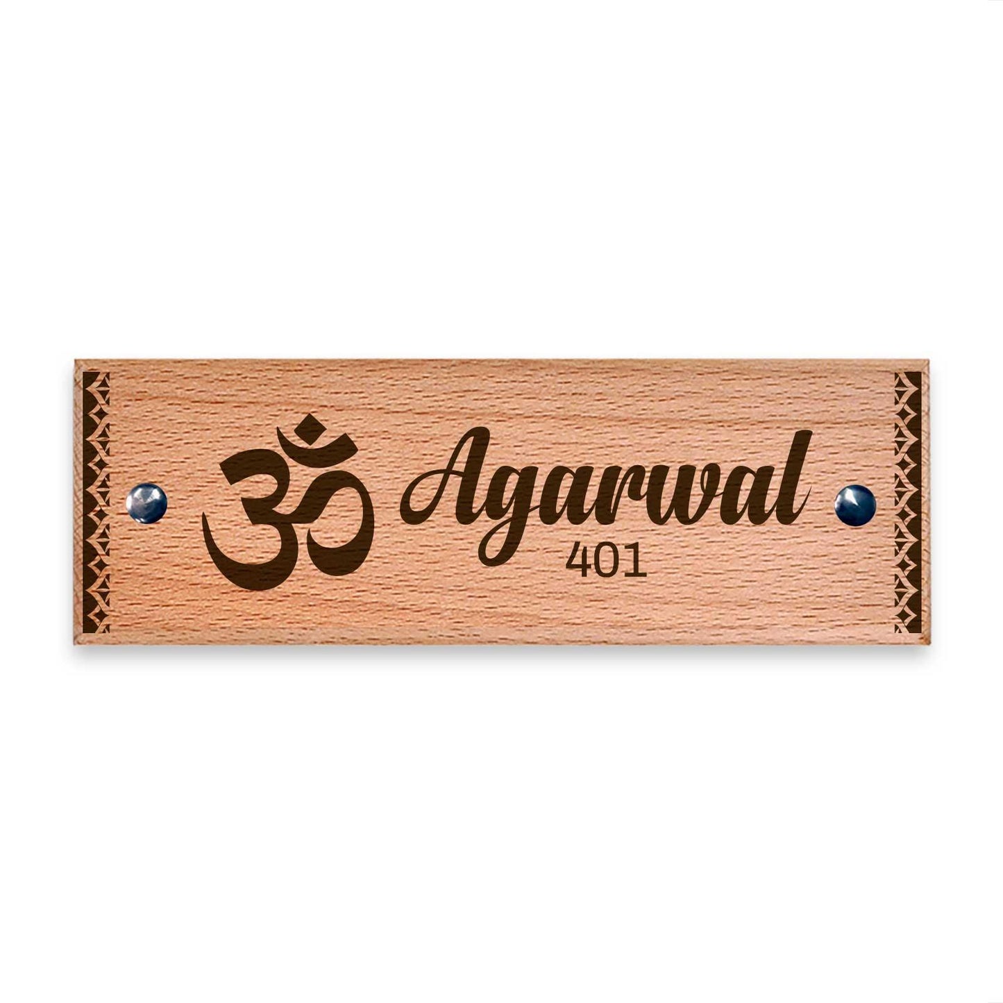 Om - Wooden Name Plate - Housenama