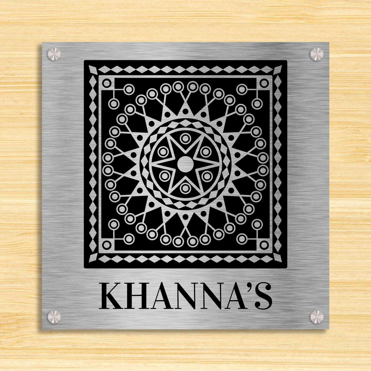 Phoolauri (Lippan) - Stainless Steel Name Plate - Housenama