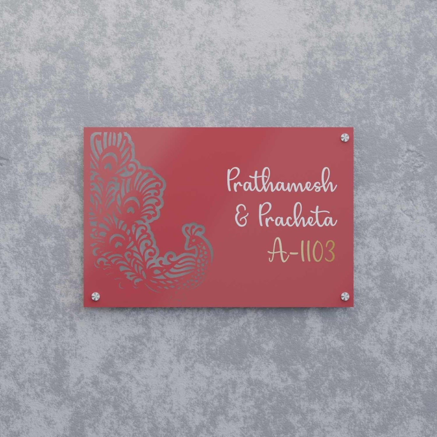 Raqs-E-Taus - Steel Name Plate - Housenama