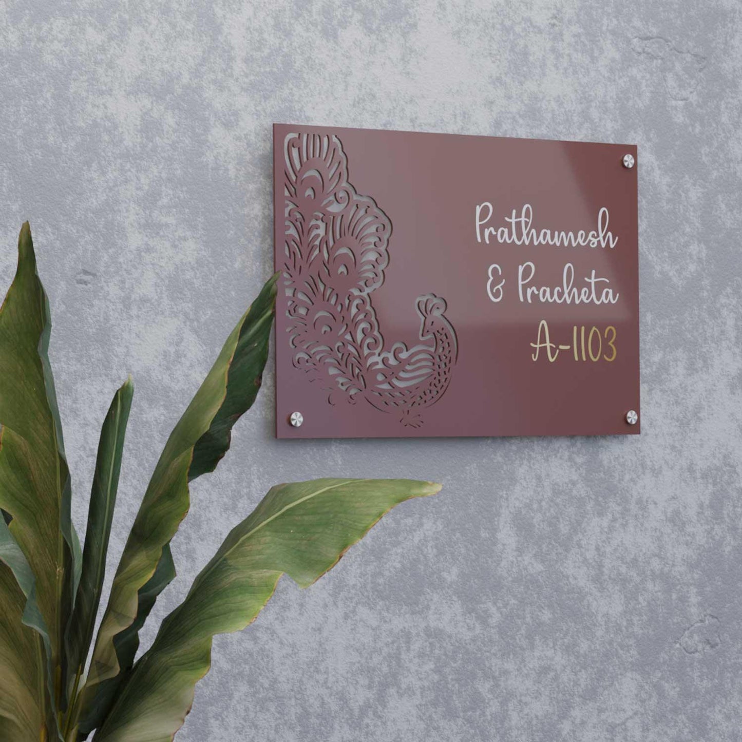 Raqs-E-Taus - Steel Name Plate - Housenama