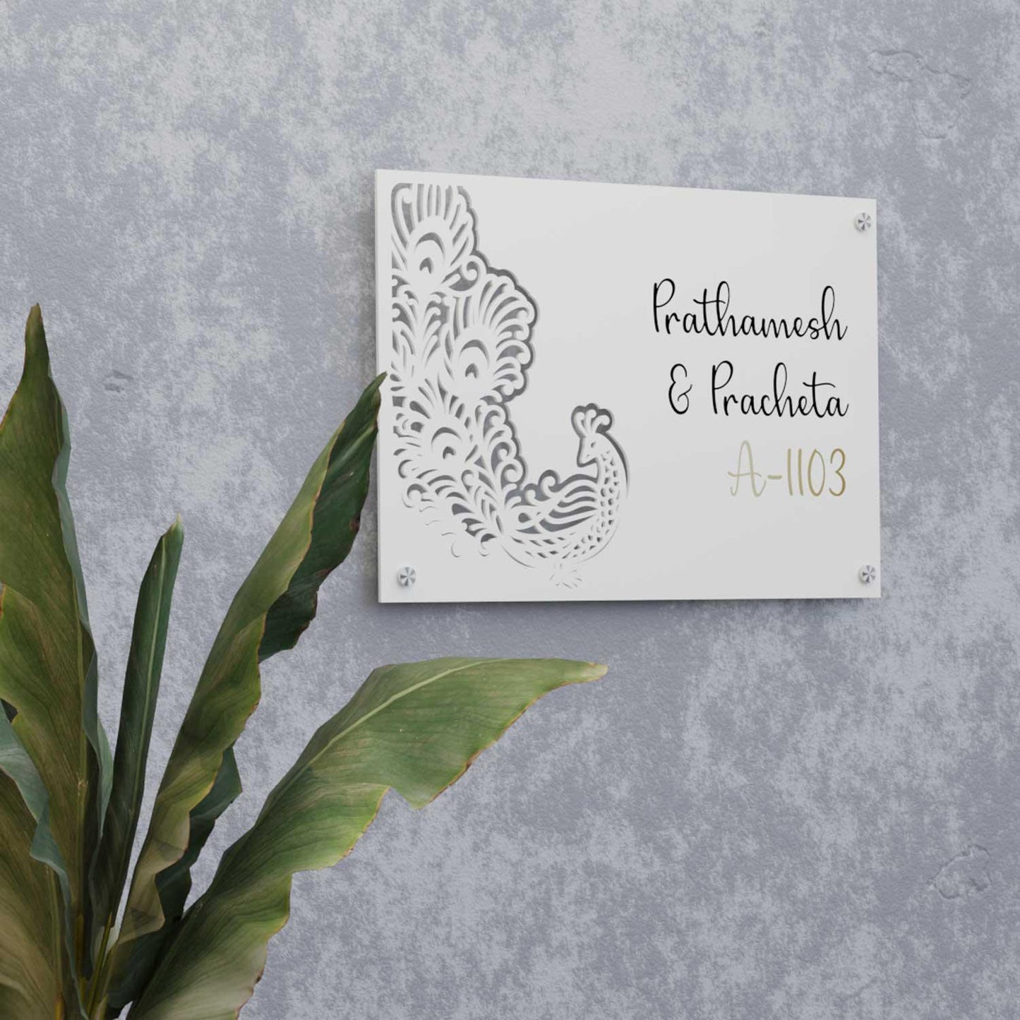 Raqs-E-Taus - Steel Name Plate - Housenama