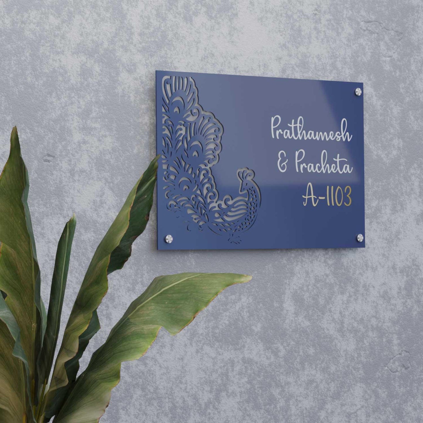 Raqs-E-Taus - Steel Name Plate - Housenama