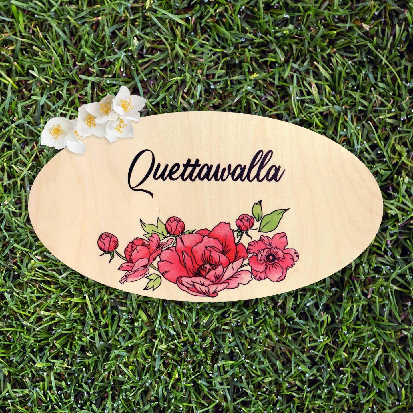 Rosy Times - Wooden Name Plate - Housenama