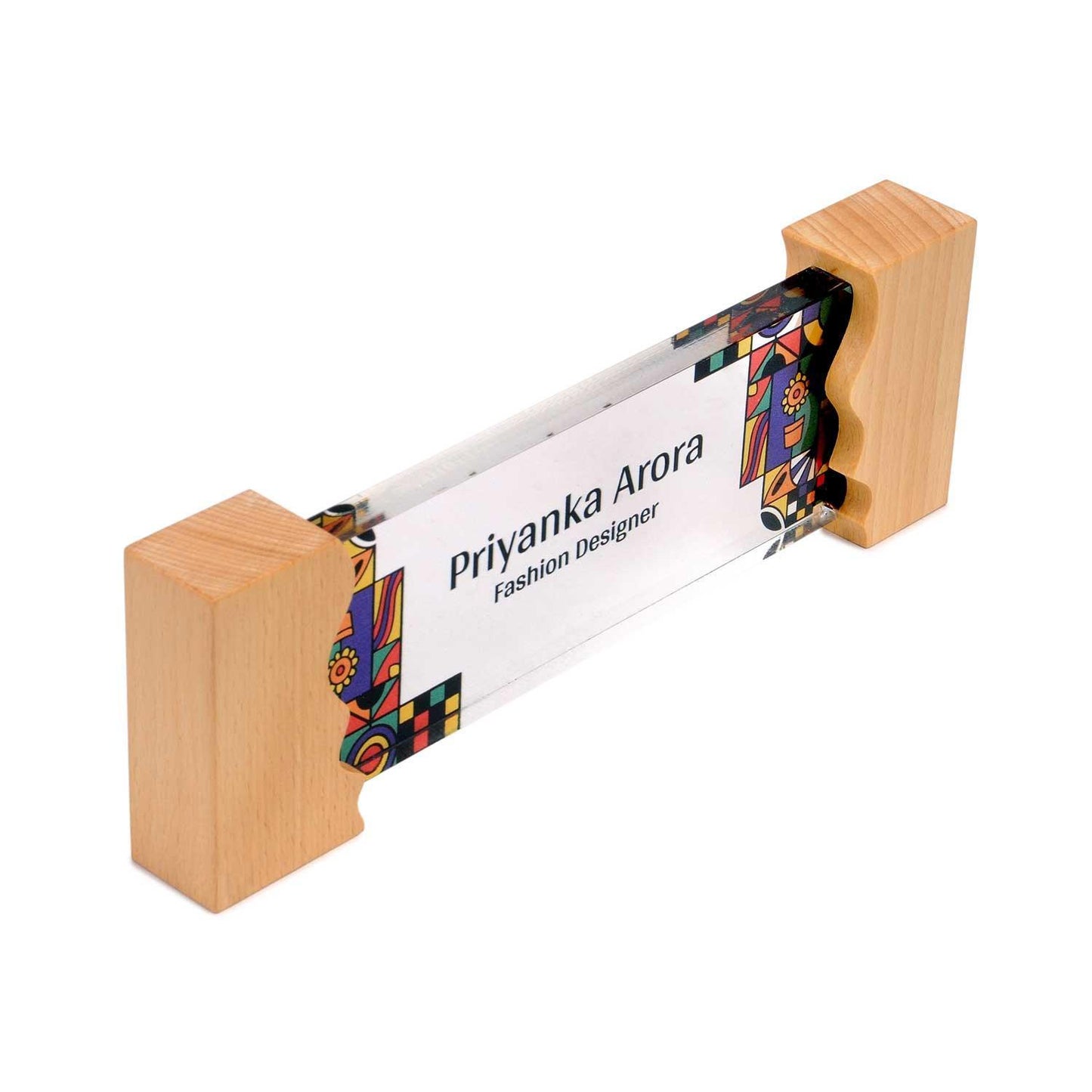 Runway Trends Desk Name Plate with Wooden Stand - Housenama