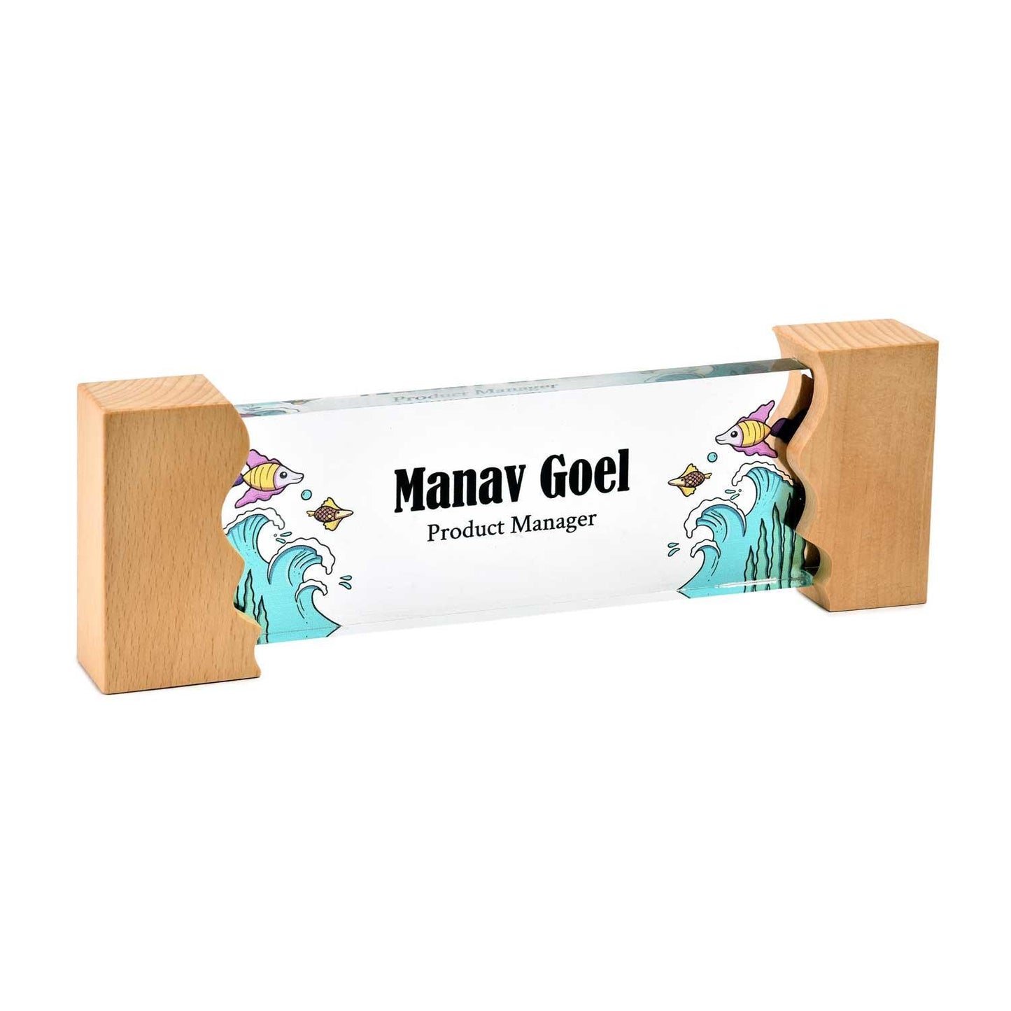 Southern Ocean Desk Name Plate with Wooden Stand - Housenama